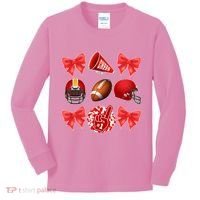 Cute Football Cheer Fan Lover Coquette style Kids Long Sleeve Shirt thumb 0