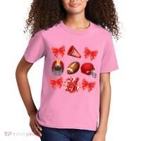 Cute Football Cheer Fan Lover Coquette style Kids T-Shirt thumb 2