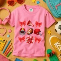 Cute Football Cheer Fan Lover Coquette style Kids T-Shirt thumb 3