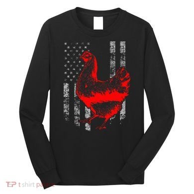 Chicken Farmer Cool Chicken Flag Long Sleeve Shirt