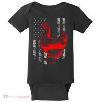 Chicken Farmer Cool Chicken Flag Baby Bodysuit thumb 0