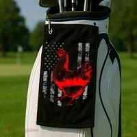 Chicken Farmer Cool Chicken Flag Golf Towel thumb 2