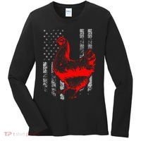 Chicken Farmer Cool Chicken Flag Women's Long Sleeve Shirt thumb 0