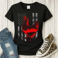 Chicken Farmer Cool Chicken Flag Women's T-Shirt thumb 3