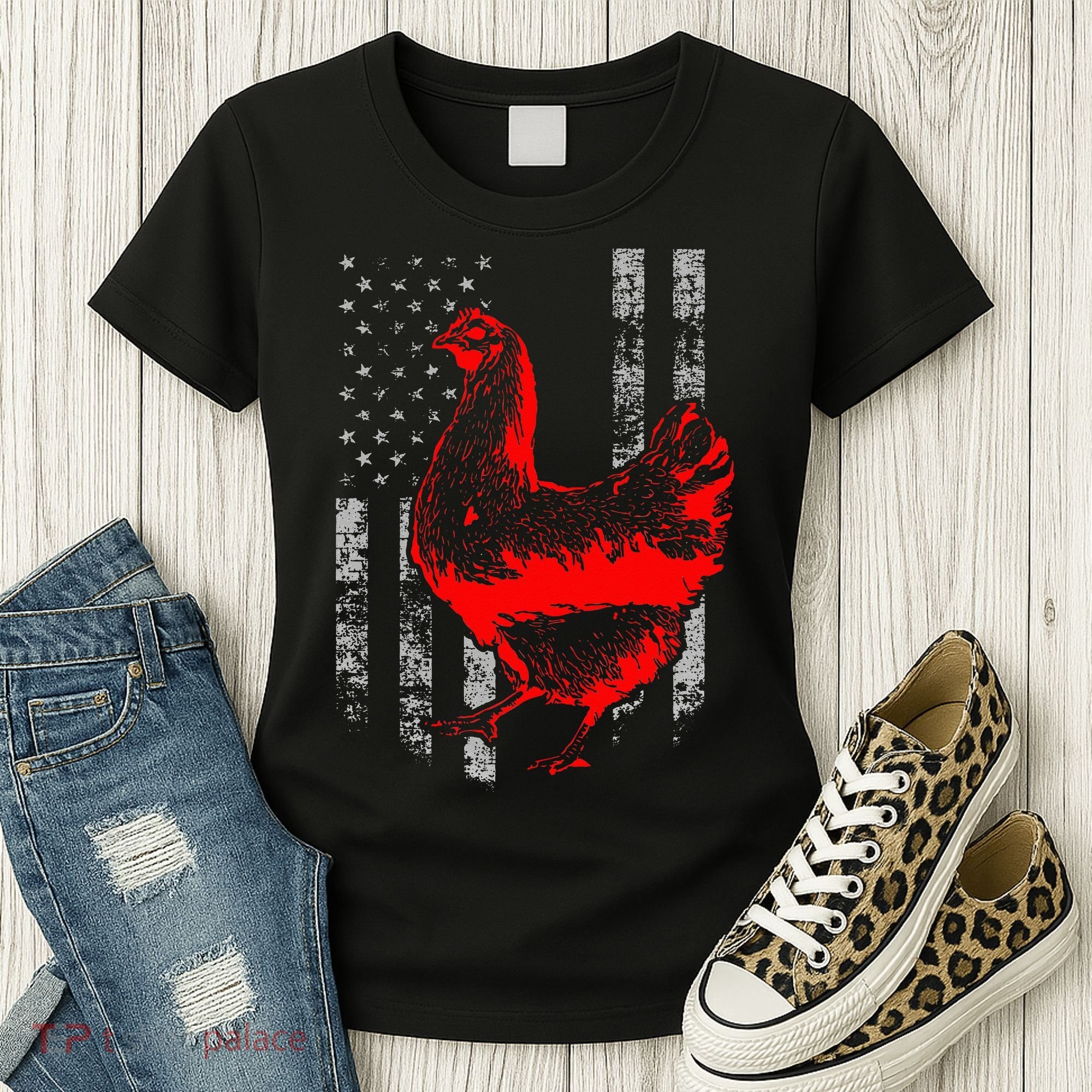 Chicken Farmer Cool Chicken Flag Women's T-Shirt