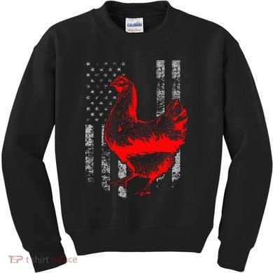 Chicken Farmer Cool Chicken Flag Kids Sweatshirt