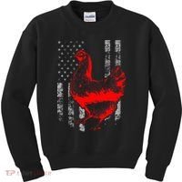 Chicken Farmer Cool Chicken Flag Kids Sweatshirt thumb 0