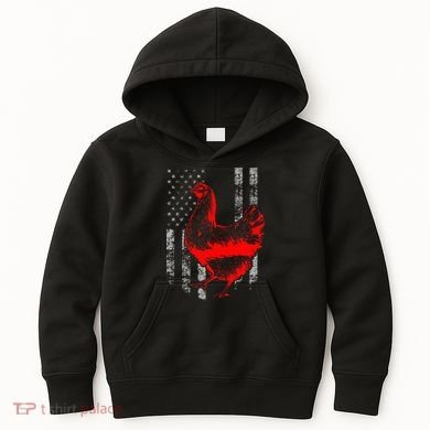 Chicken Farmer Cool Chicken Flag Kids Hoodie
