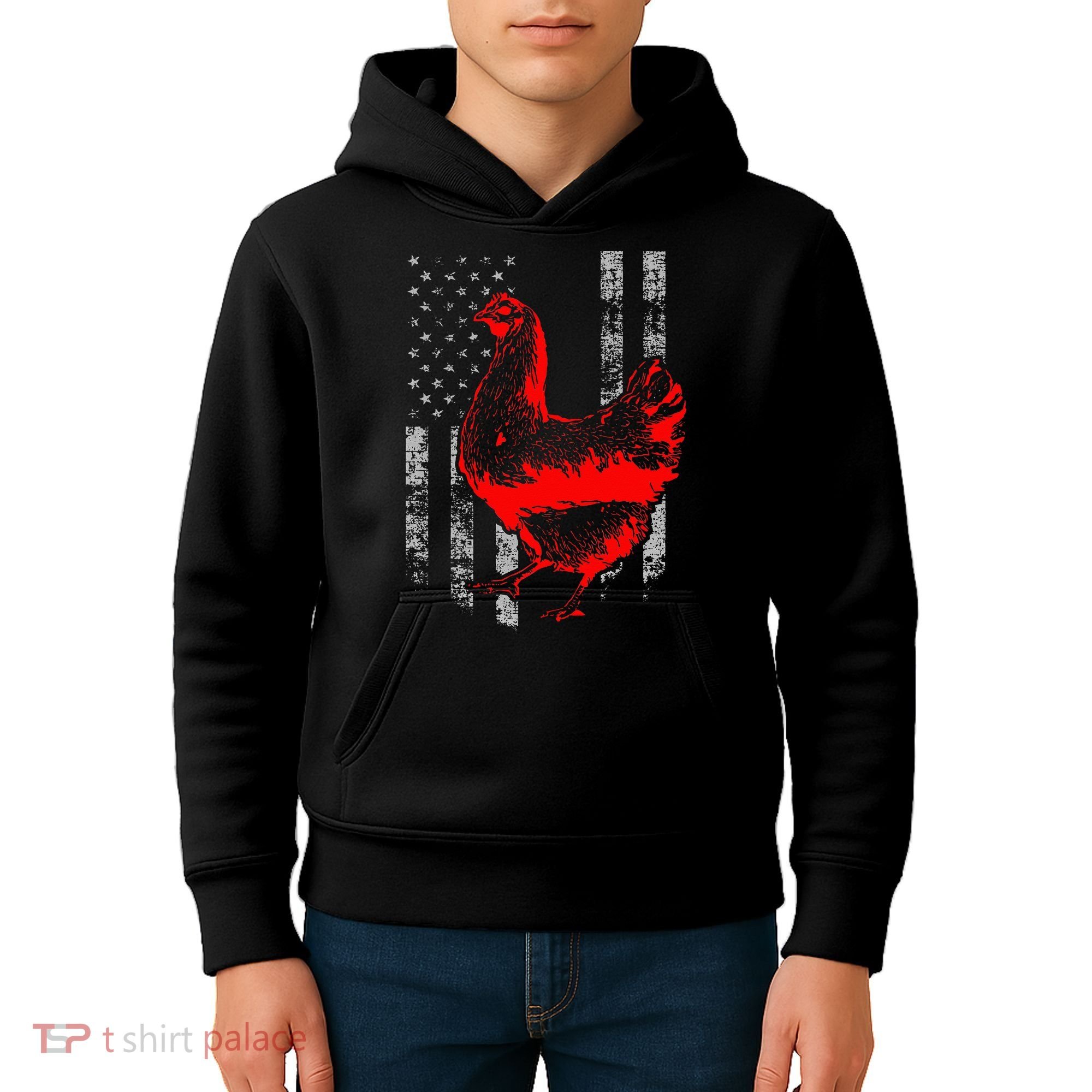 Chicken Farmer Cool Chicken Flag Kids Hoodie