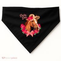 Cute Floral Derby Day Horse USA-Made Doggie Bandana thumb 0