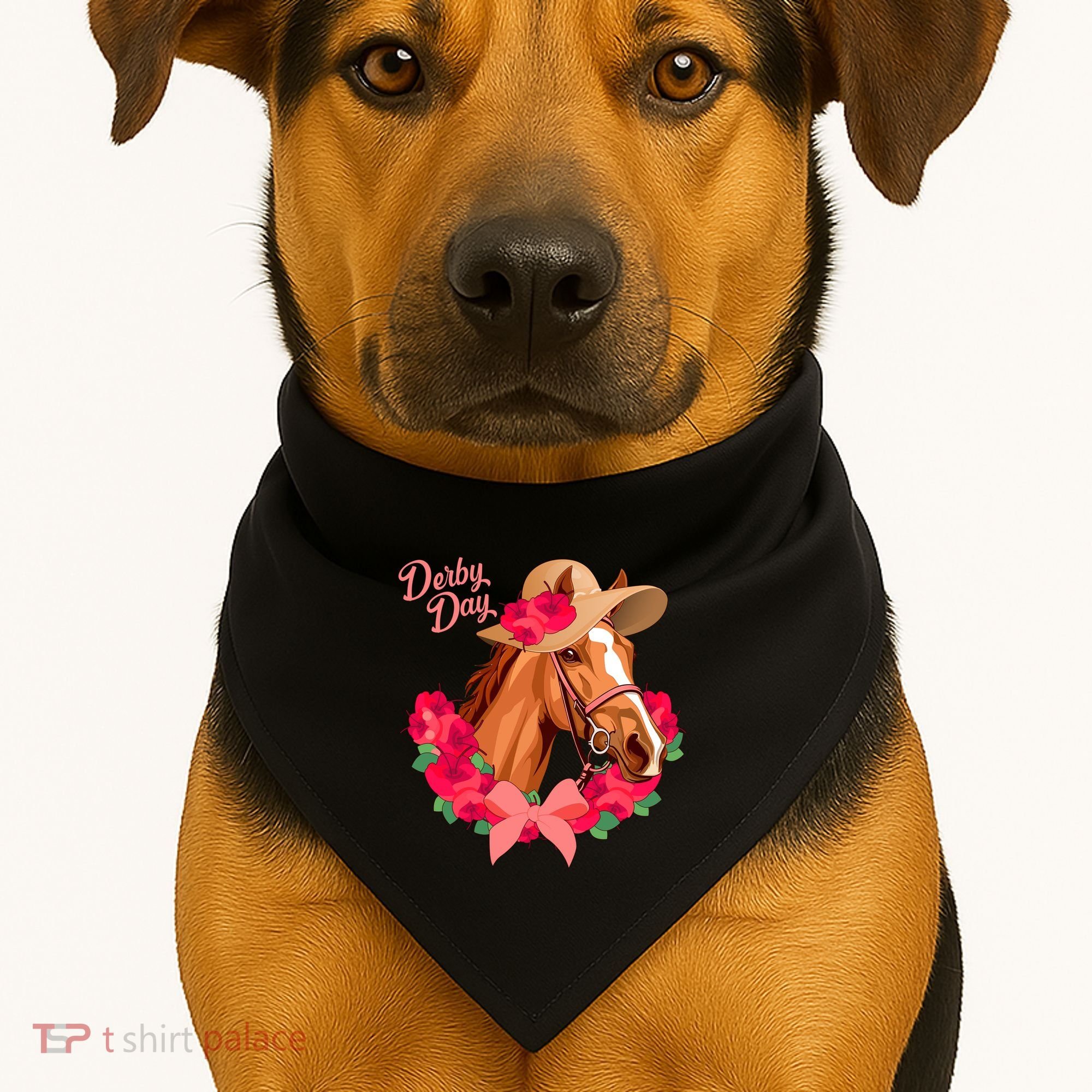 Cute Floral Derby Day Horse USA-Made Doggie Bandana