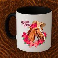 Cute Floral Derby Day Horse Coffee Mug thumb 2