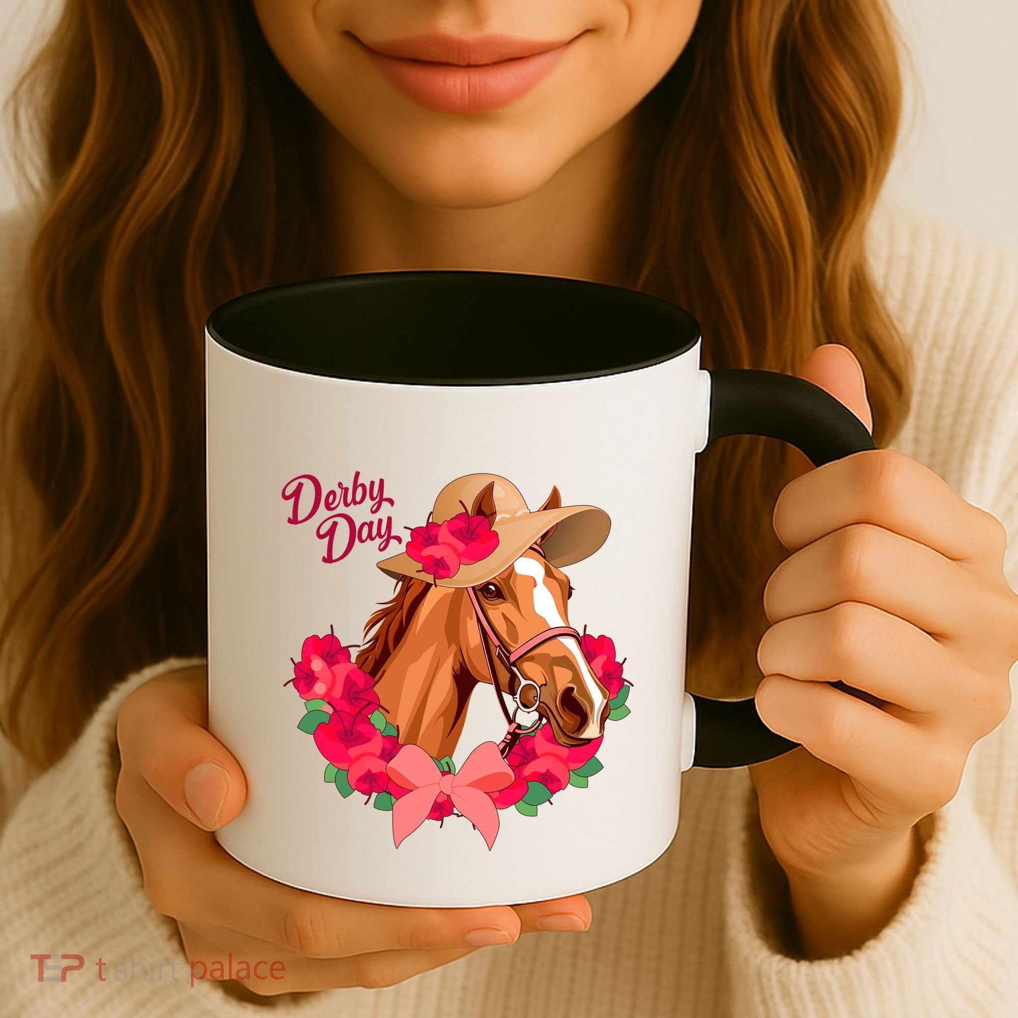Cute Floral Derby Day Horse Coffee Mug