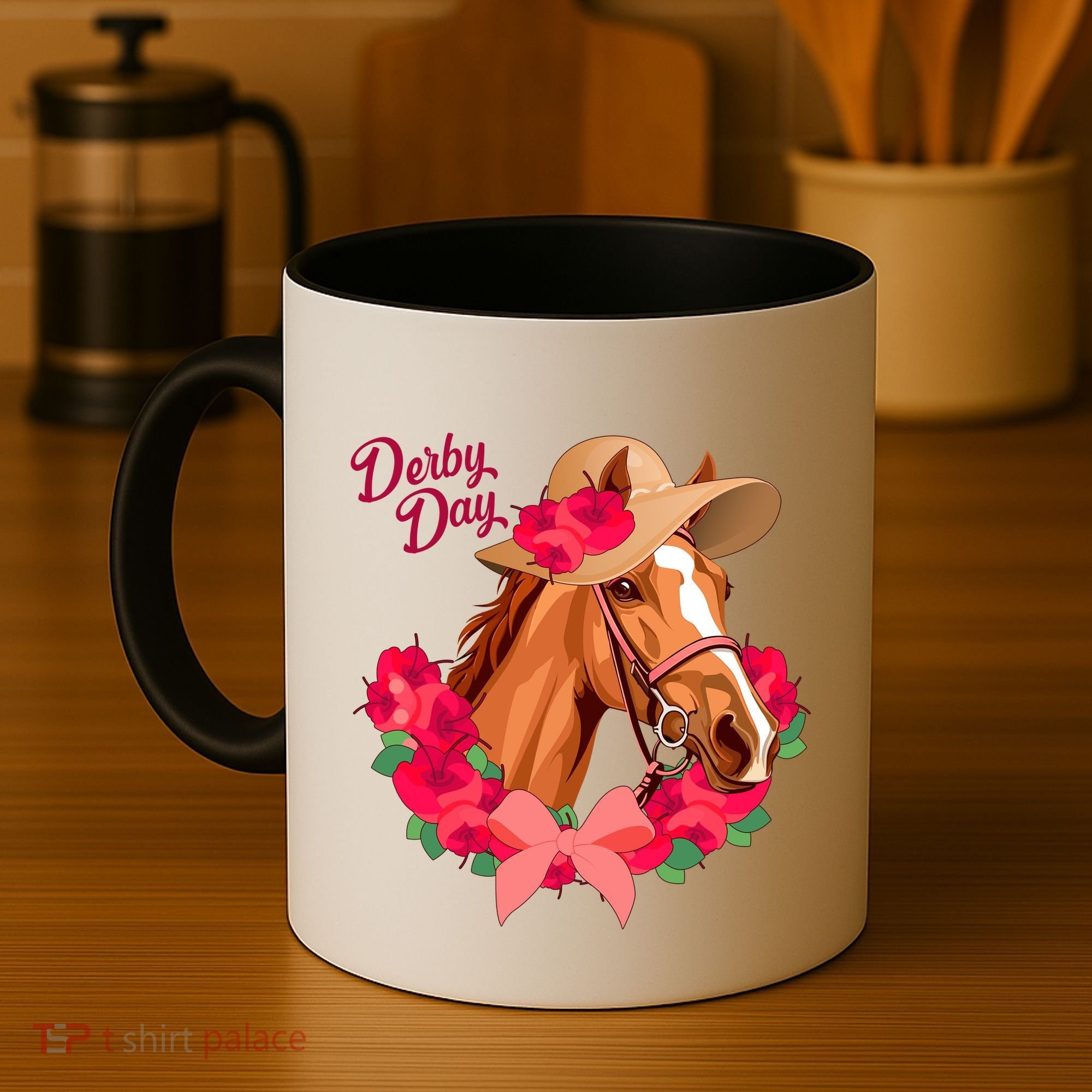 Cute Floral Derby Day Horse Coffee Mug