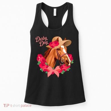 Cute Floral Derby Day Horse Women's Tank Top