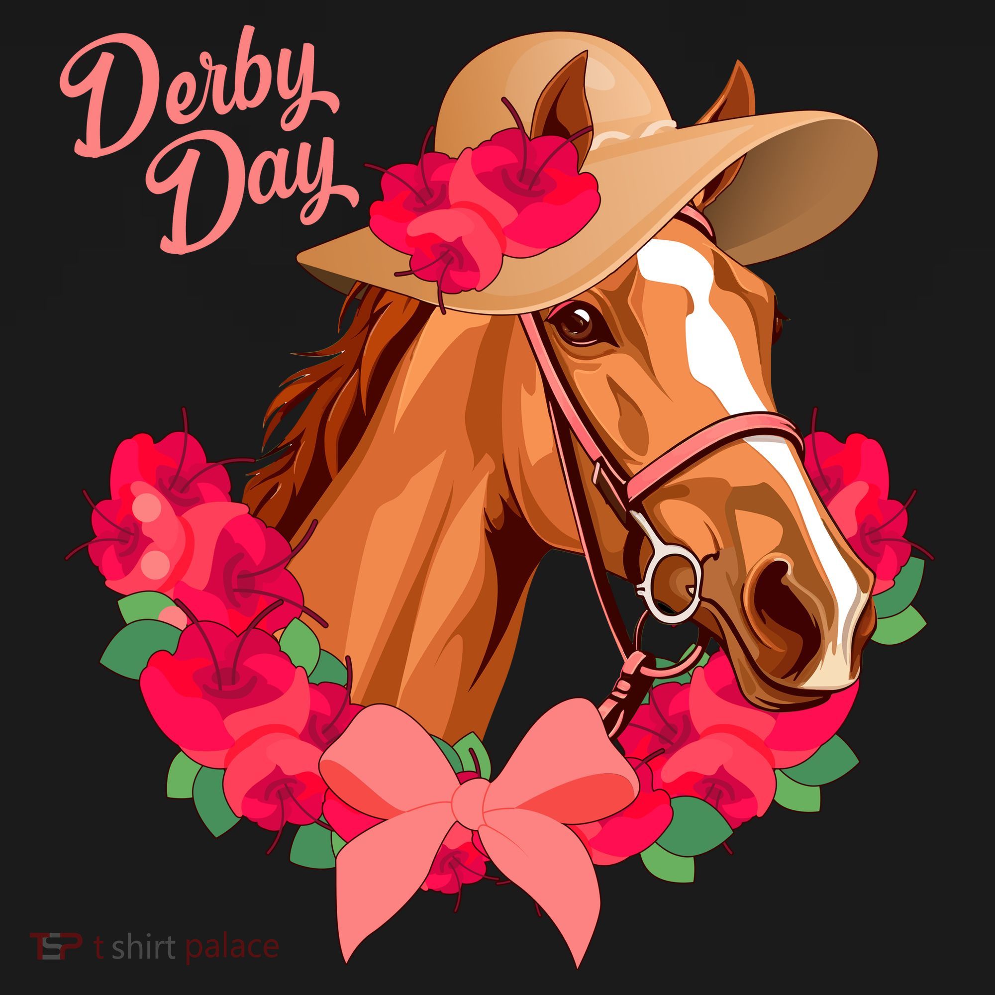 Cute Floral Derby Day Horse Women's Tank Top