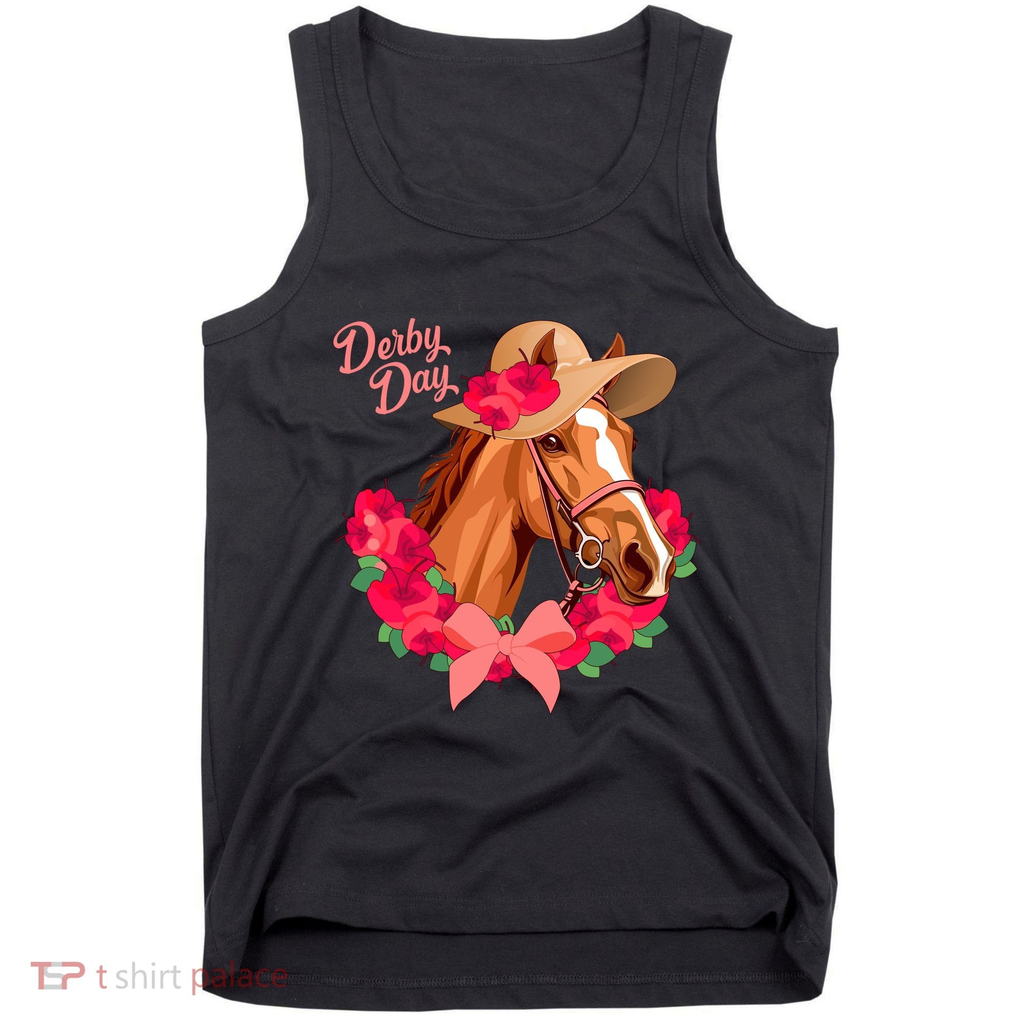Cute Floral Derby Day Horse Tank Top