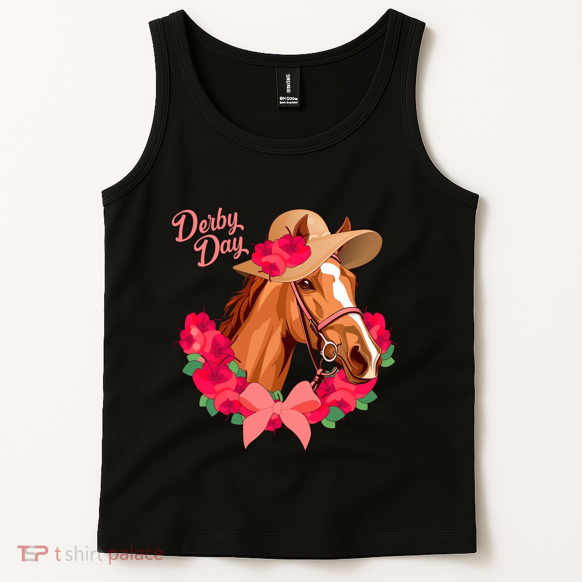 Cute Floral Derby Day Horse Tank Top