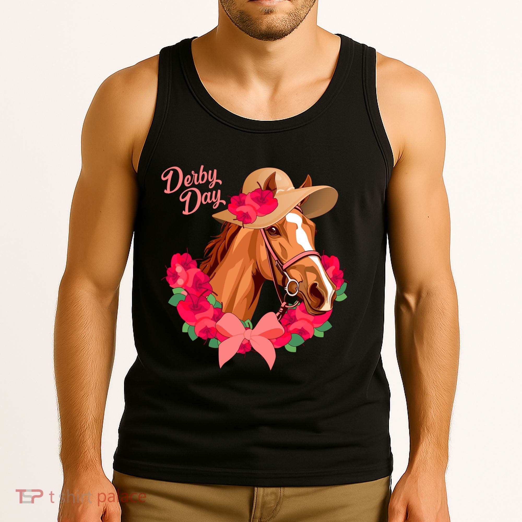 Cute Floral Derby Day Horse Tank Top
