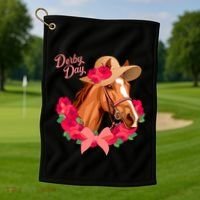 Cute Floral Derby Day Horse Golf Towel thumb 1