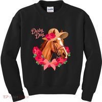 Cute Floral Derby Day Horse Kids Sweatshirt thumb 0