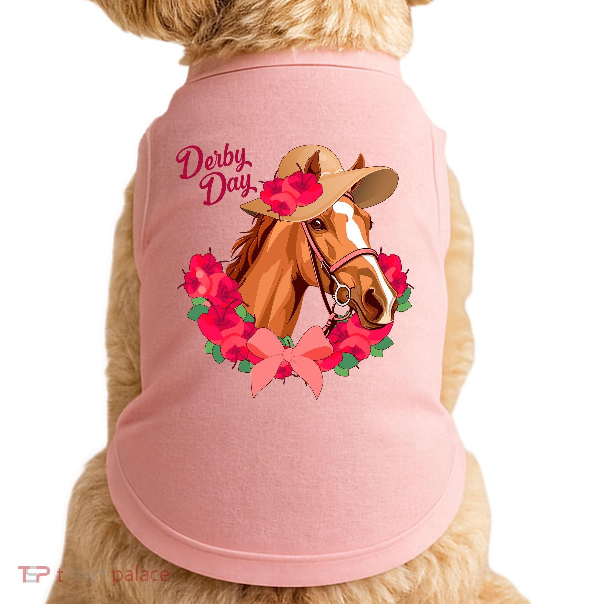 Cute Floral Derby Day Horse Doggie Tank