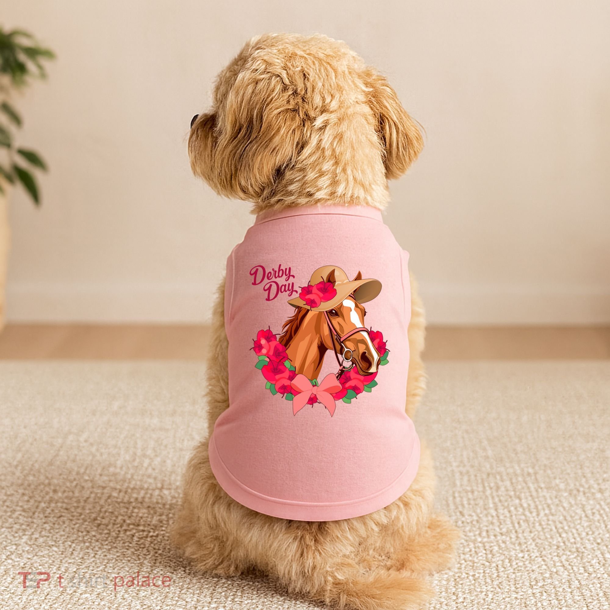 Cute Floral Derby Day Horse Doggie Tank