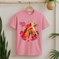Cute Floral Derby Day Horse T-Shirt thumb 2