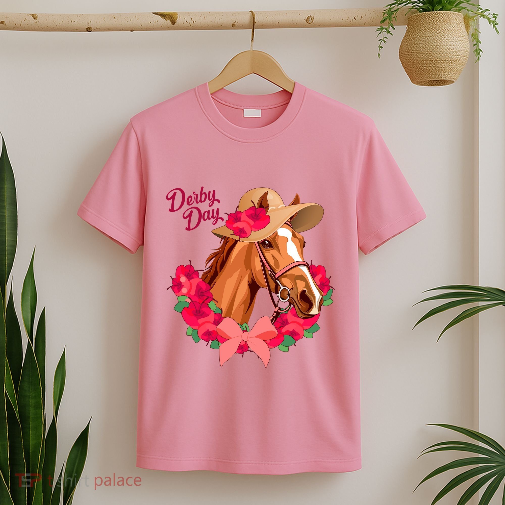 Cute Floral Derby Day Horse T-Shirt