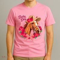 Cute Floral Derby Day Horse T-Shirt thumb 3