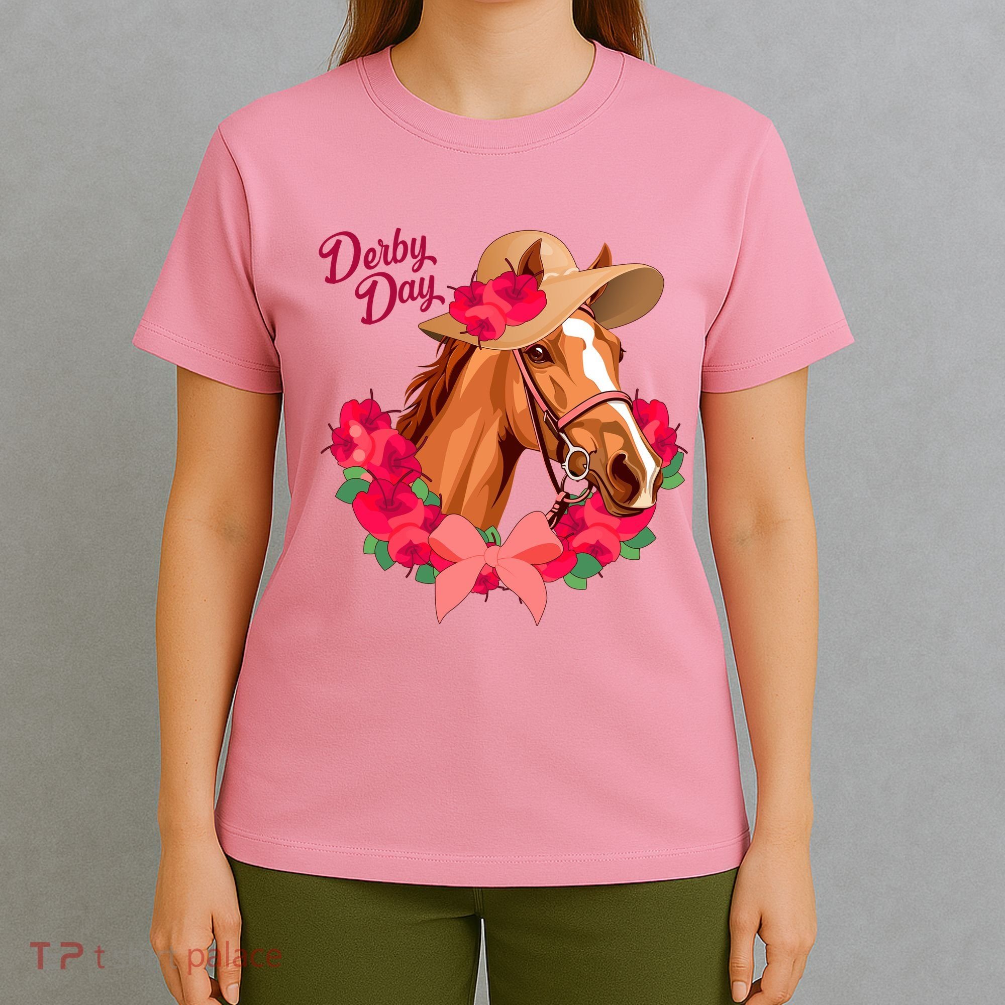 Cute Floral Derby Day Horse T-Shirt