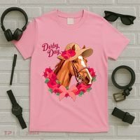 Cute Floral Derby Day Horse T-Shirt thumb 5