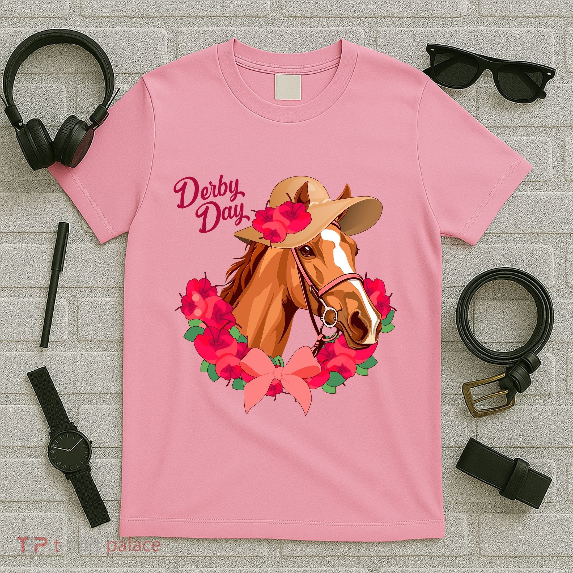 Cute Floral Derby Day Horse T-Shirt