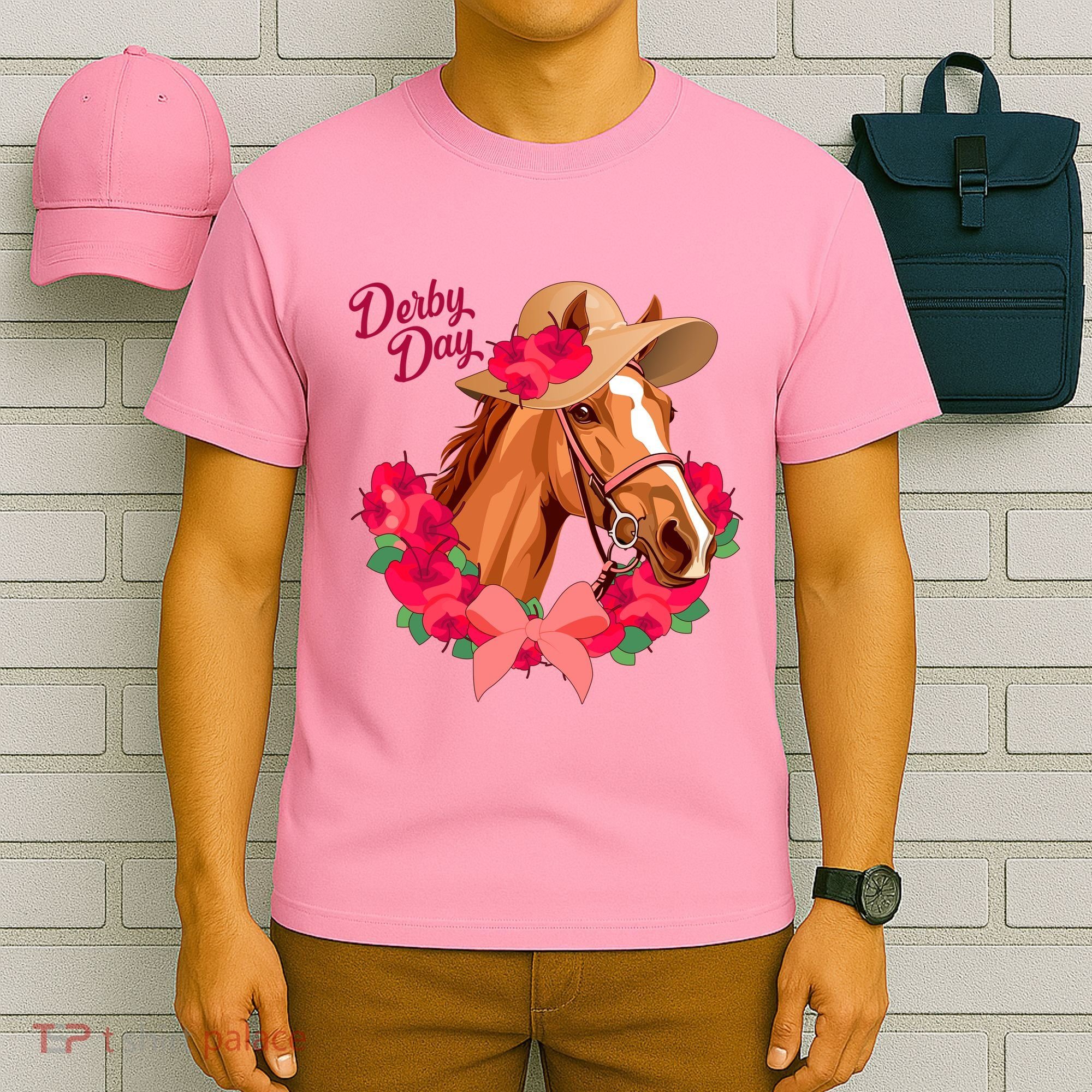 Cute Floral Derby Day Horse T-Shirt