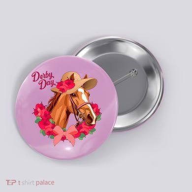 Cute Floral Derby Day Horse Button
