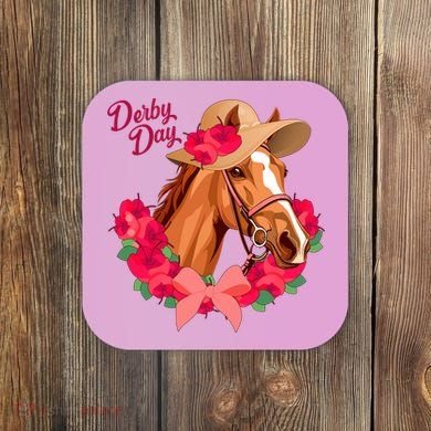 Cute Floral Derby Day Horse Coaster