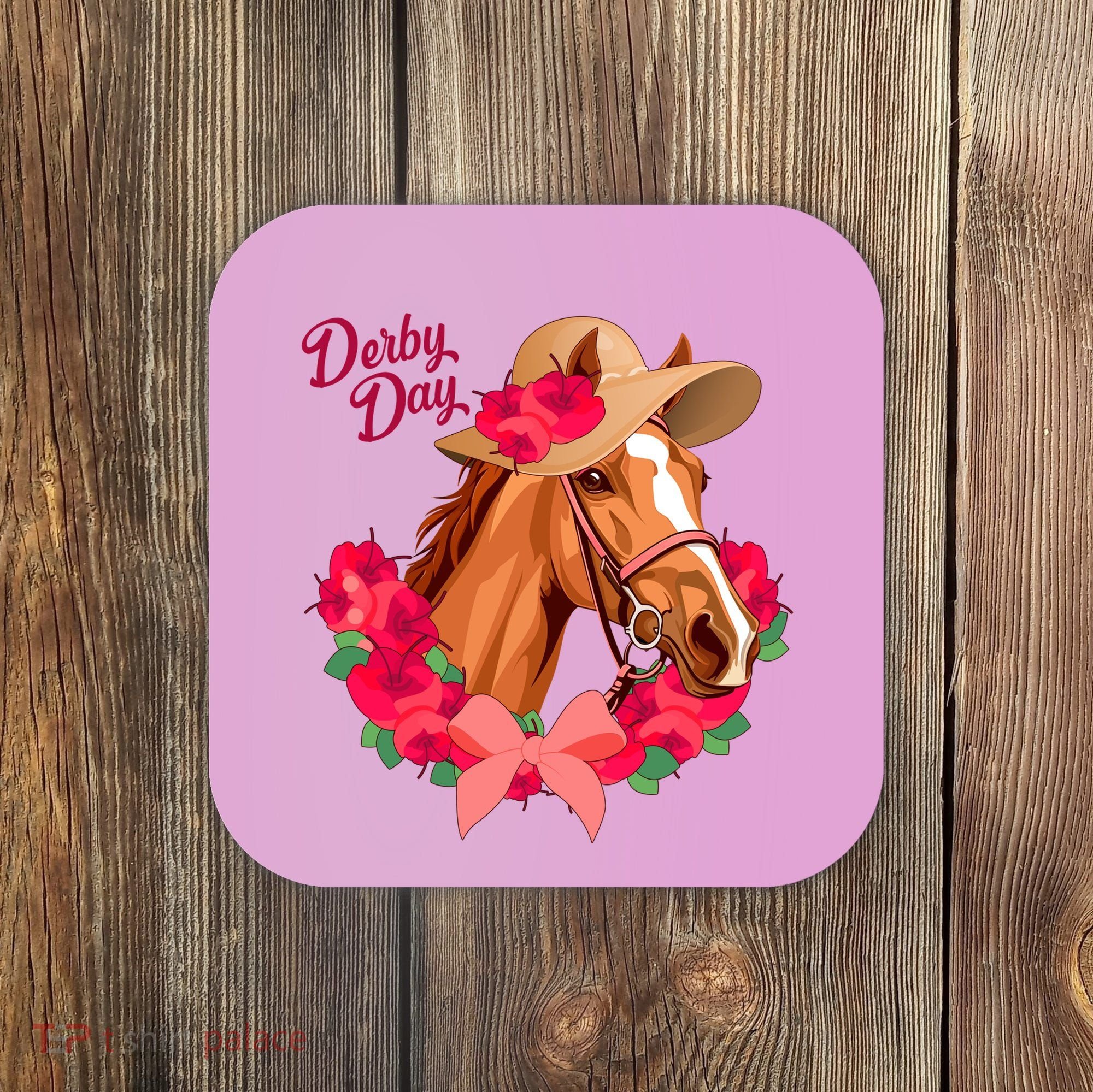 Cute Floral Derby Day Horse Coaster