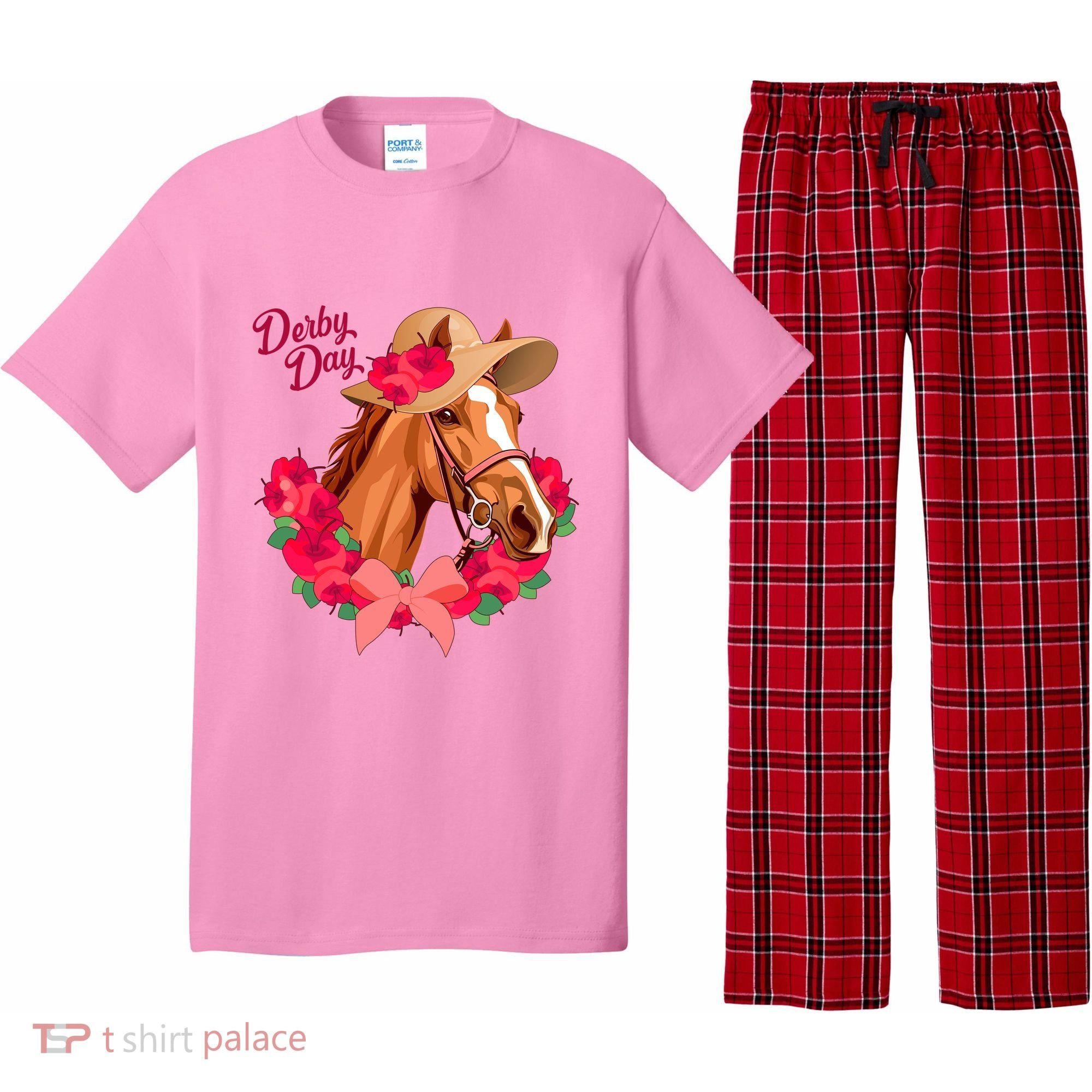 Cute Floral Derby Day Horse Pajama Set