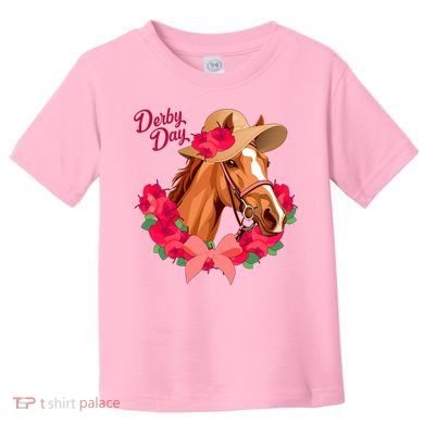 Cute Floral Derby Day Horse Toddler T-Shirt
