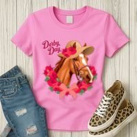 Cute Floral Derby Day Horse Women's T-Shirt thumb 3