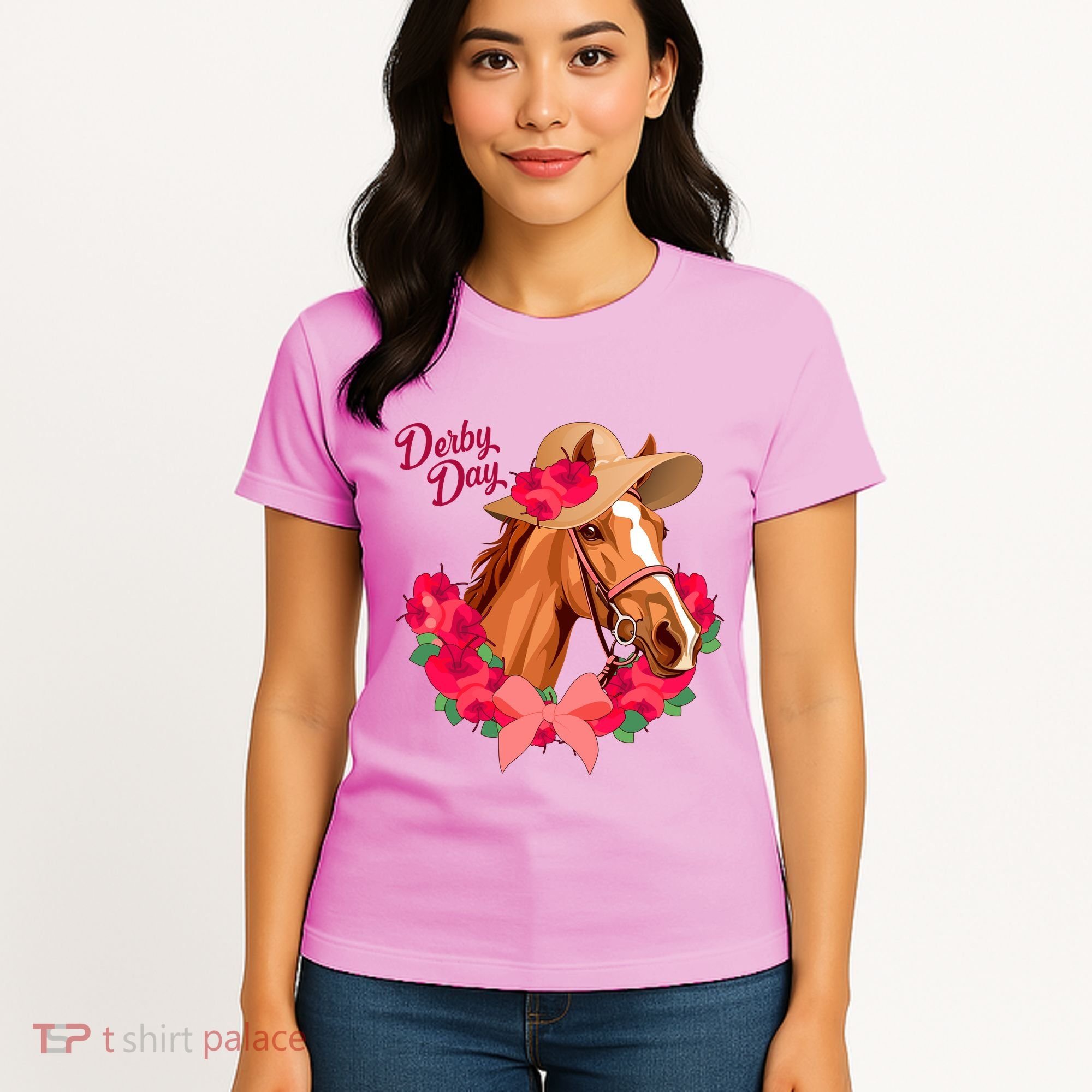 Cute Floral Derby Day Horse Women's T-Shirt