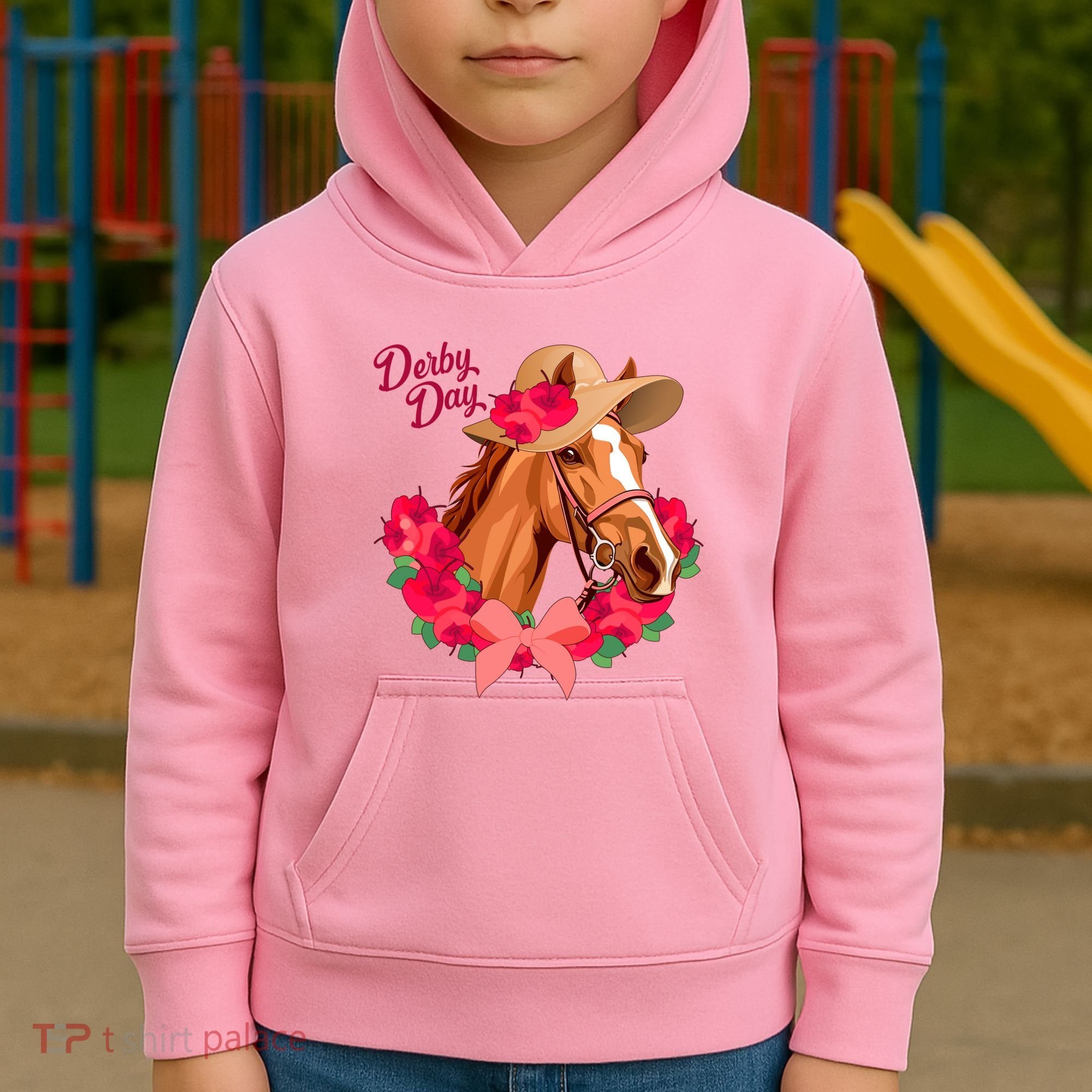 Cute Floral Derby Day Horse Kids Hoodie