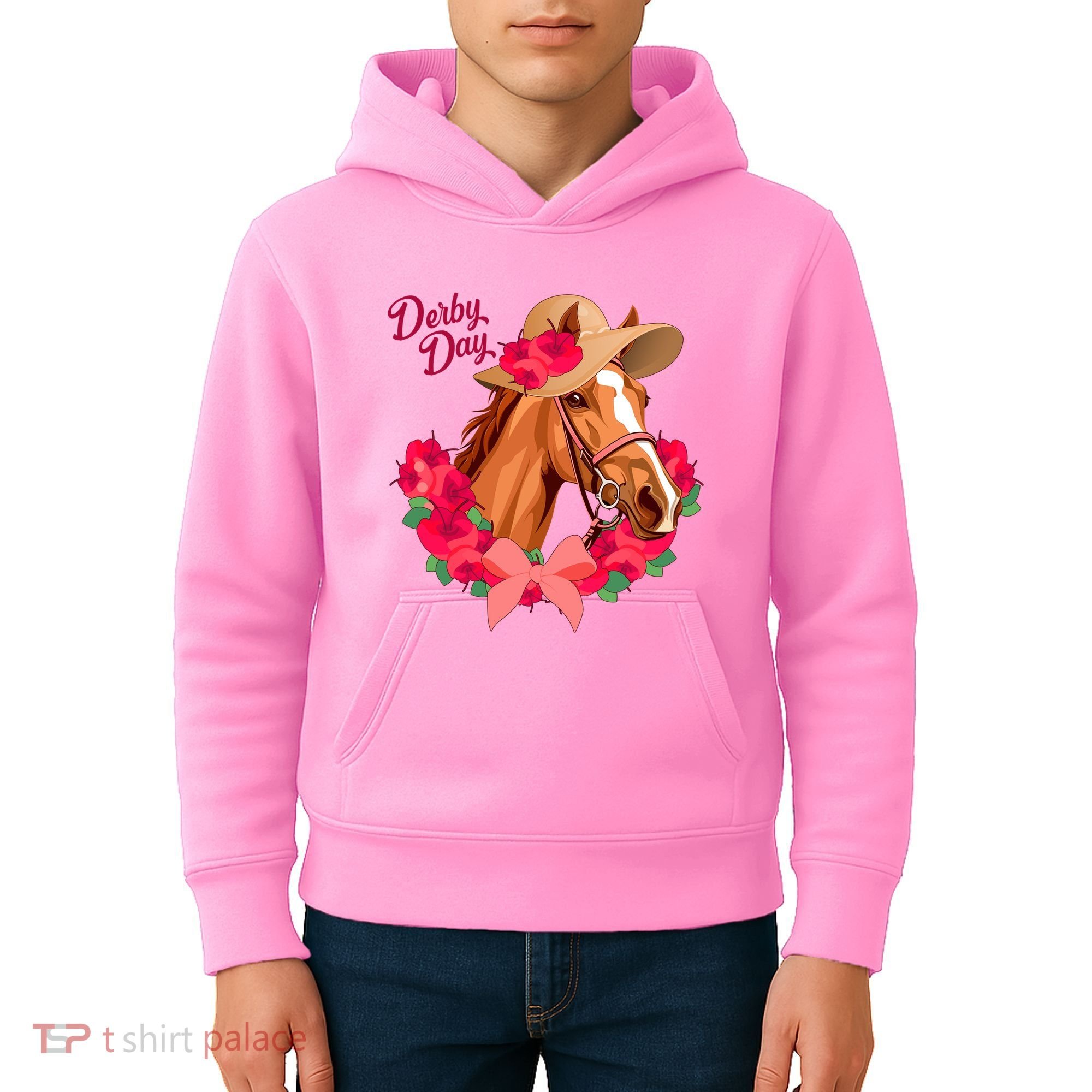 Cute Floral Derby Day Horse Kids Hoodie