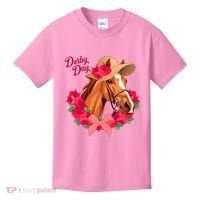 Cute Floral Derby Day Horse Kids T-Shirt thumb 0