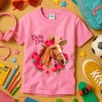 Cute Floral Derby Day Horse Kids T-Shirt thumb 3