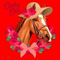 Cute Floral Derby Day Horse Santa Hat thumb 1