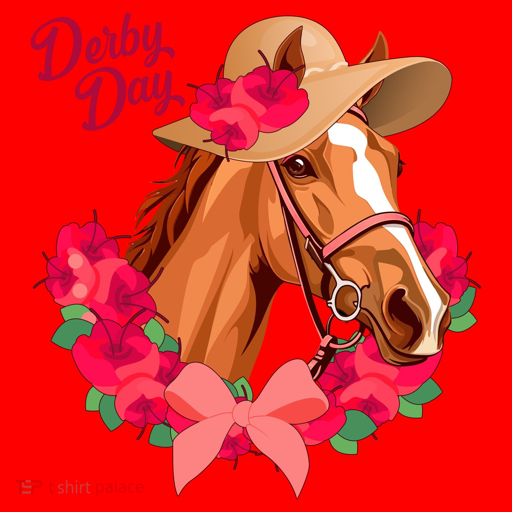 Cute Floral Derby Day Horse Santa Hat
