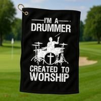 Christian Funny Drummer Player Lover Golf Towel thumb 1