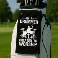 Christian Funny Drummer Player Lover Golf Towel thumb 2