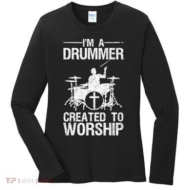 Christian Funny Drummer Player Lover Women's Long Sleeve Shirt